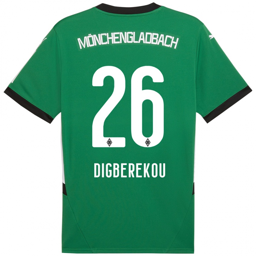 Mujer Camiseta Ibrahim Digberekou #26 Verde Blanco 2ª Equipación 2024/25 La Camisa