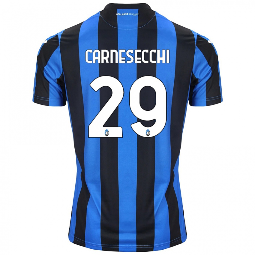 Niño Camiseta Marco Carnesecchi #29 Azul Negro 1ª Equipación 2024/25 La Camisa