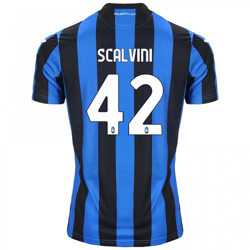 Niño Camiseta Giorgio Scalvini #42 Azul Negro 1ª Equipación 2024/25 La Camisa