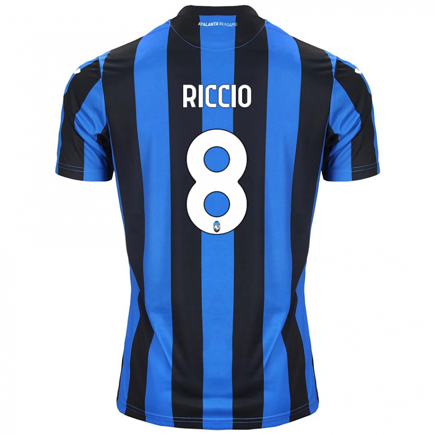 Niño Camiseta Lorenzo Riccio #8 Azul Negro 1ª Equipación 2024/25 La Camisa