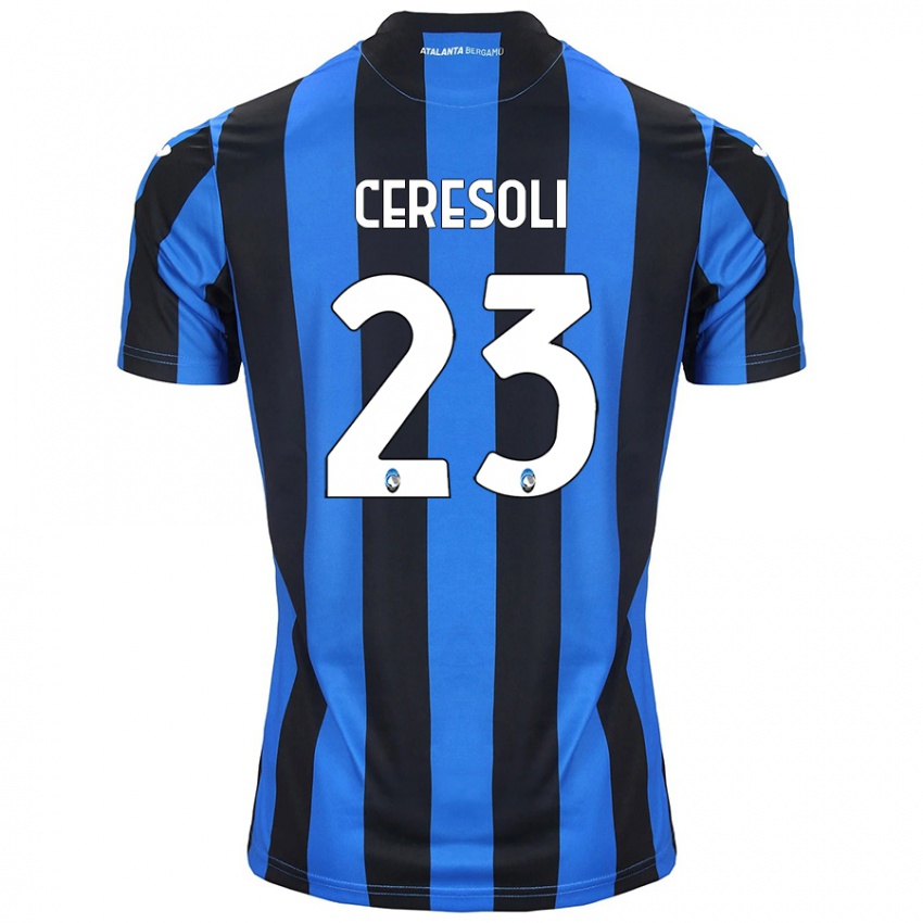 Niño Camiseta Andrea Ceresoli #23 Azul Negro 1ª Equipación 2024/25 La Camisa