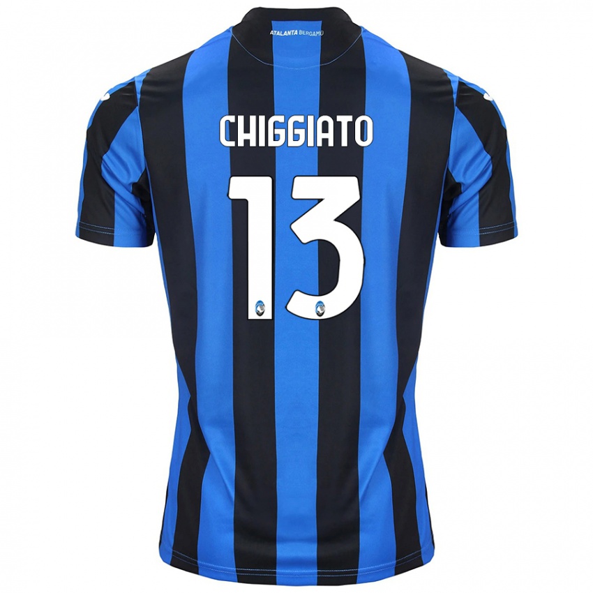 Niño Camiseta Gabriele Chiggiato #13 Azul Negro 1ª Equipación 2024/25 La Camisa