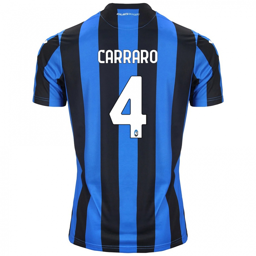 Niño Camiseta Marco Carraro #4 Azul Negro 1ª Equipación 2024/25 La Camisa