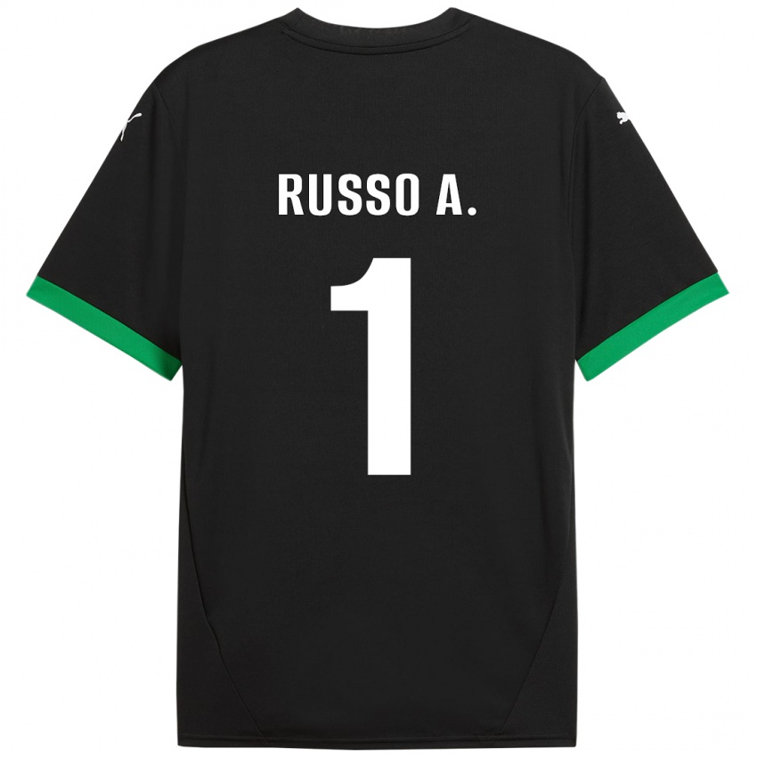 Niño Camiseta Alessandro Russo #1 Negro Verde Oscuro 1ª Equipación 2024/25 La Camisa