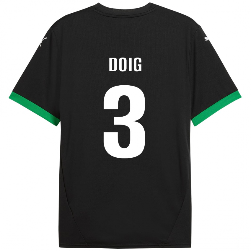 Niño Camiseta Josh Doig #3 Negro Verde Oscuro 1ª Equipación 2024/25 La Camisa