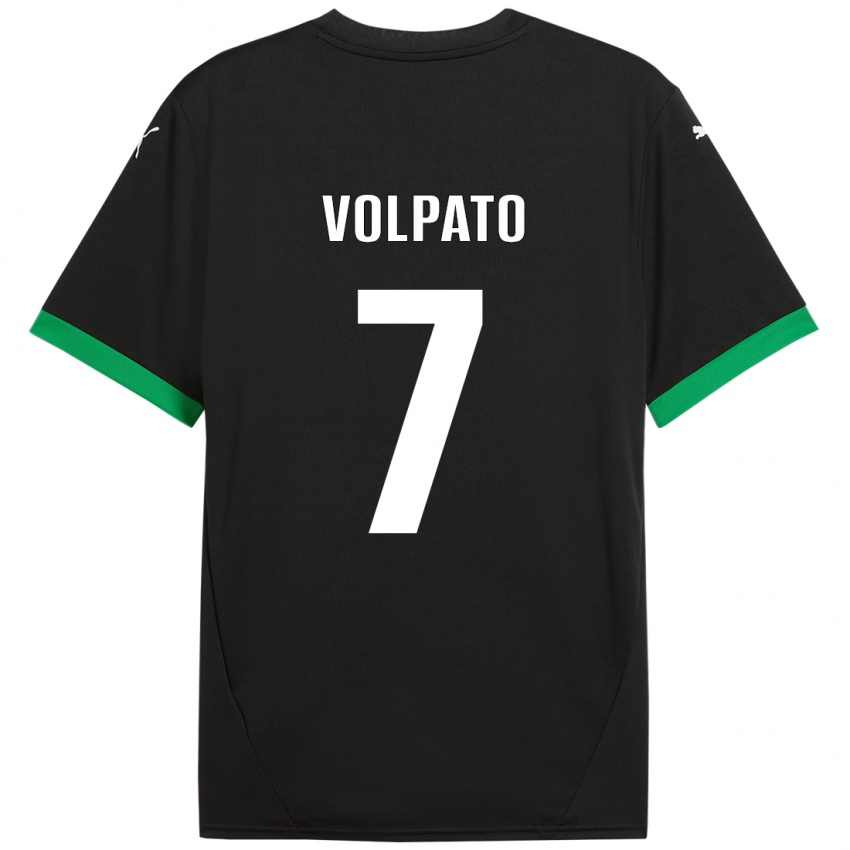 Niño Camiseta Cristian Volpato #7 Negro Verde Oscuro 1ª Equipación 2024/25 La Camisa