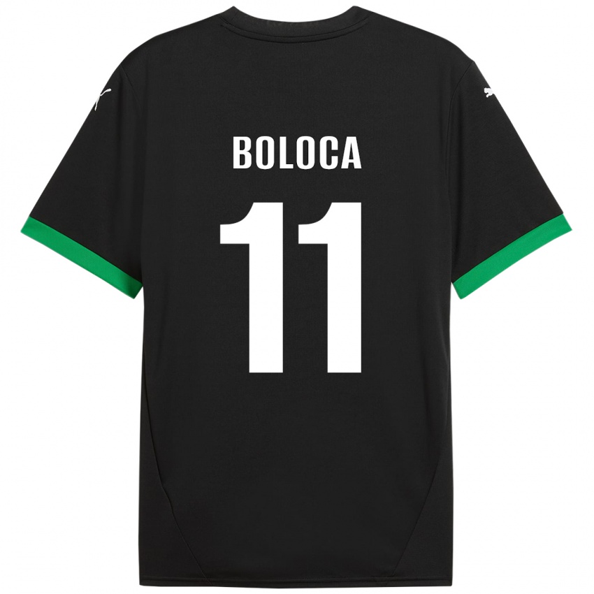 Niño Camiseta Daniel Boloca #11 Negro Verde Oscuro 1ª Equipación 2024/25 La Camisa