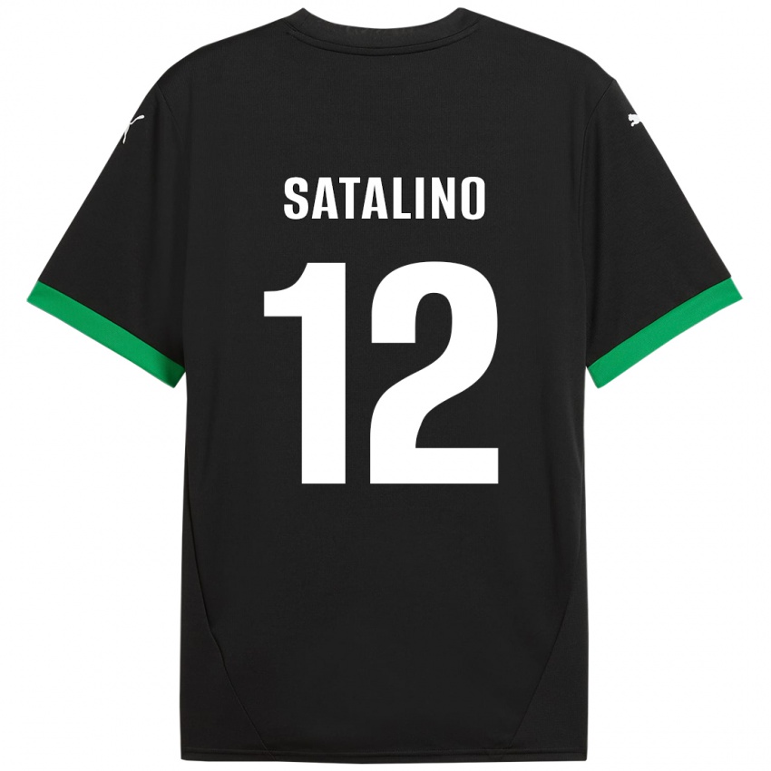 Niño Camiseta Giacomo Satalino #12 Negro Verde Oscuro 1ª Equipación 2024/25 La Camisa