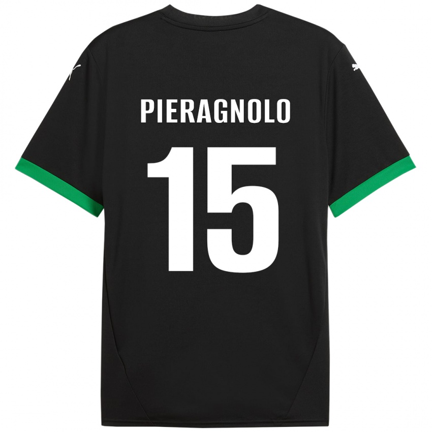 Niño Camiseta Edoardo Pieragnolo #15 Negro Verde Oscuro 1ª Equipación 2024/25 La Camisa