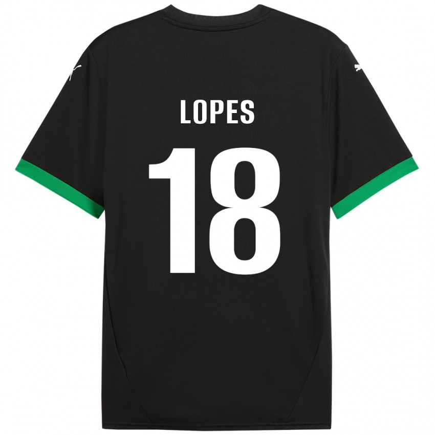 Niño Camiseta Emerick Lopes #18 Negro Verde Oscuro 1ª Equipación 2024/25 La Camisa