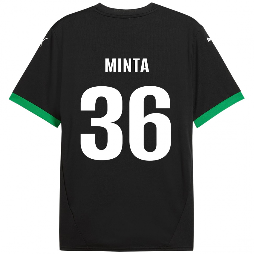 Niño Camiseta Amoako Minta #36 Negro Verde Oscuro 1ª Equipación 2024/25 La Camisa