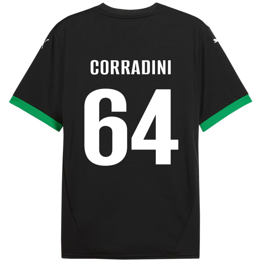 Niño Camiseta Francesco Corradini #64 Negro Verde Oscuro 1ª Equipación 2024/25 La Camisa