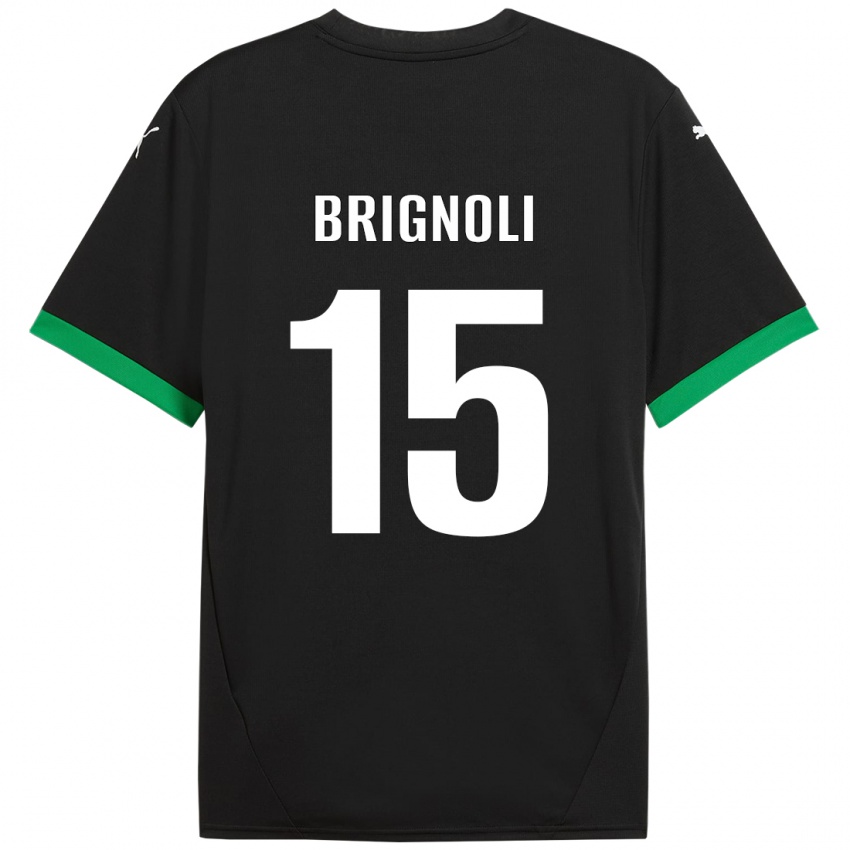 Niño Camiseta Benedetta Brignoli #15 Negro Verde Oscuro 1ª Equipación 2024/25 La Camisa