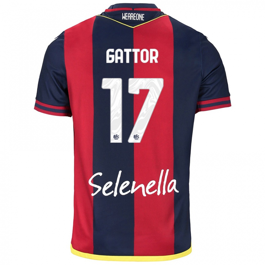 Niño Camiseta Gianluca Gattor #17 Rojo Azul Real 1ª Equipación 2024/25 La Camisa