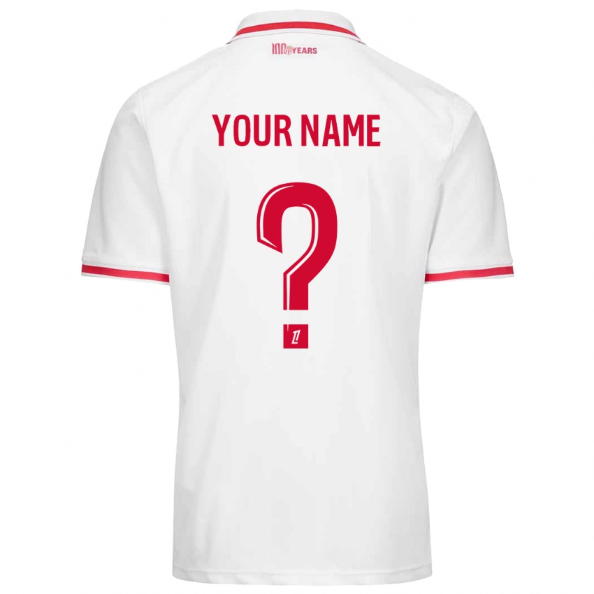 Niño Camiseta Su Nombre #0 Blanco Rojo 1ª Equipación 2024/25 La Camisa