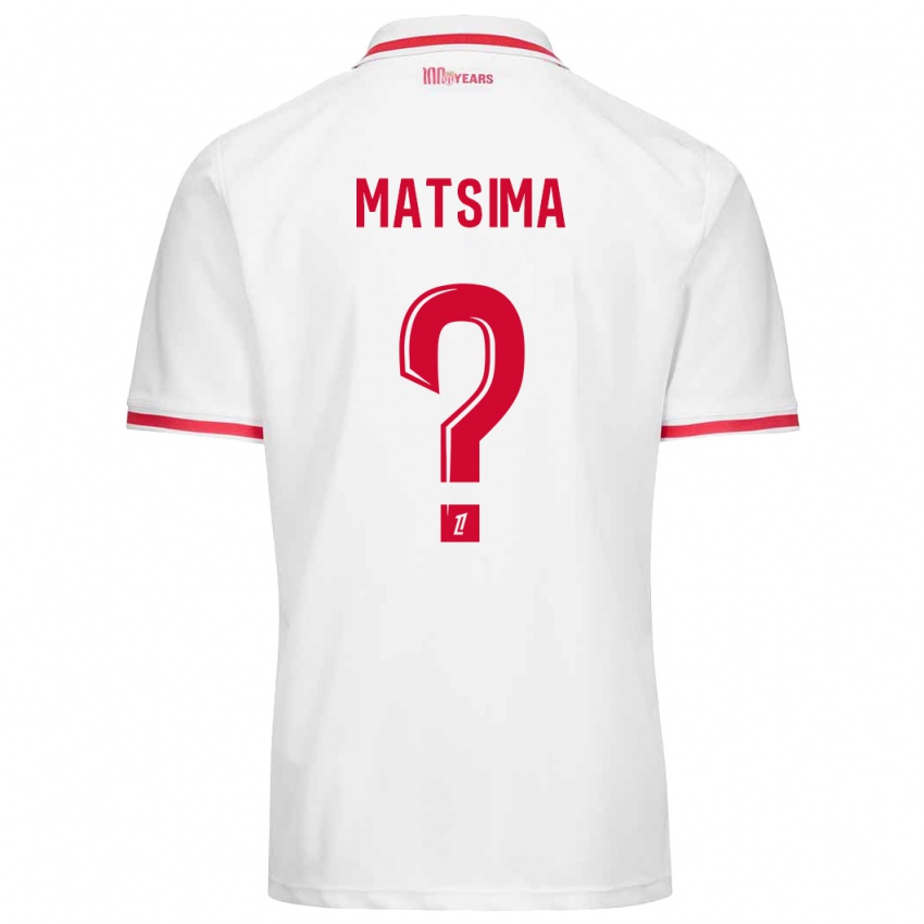 Niño Camiseta Chrislain Matsima #0 Blanco Rojo 1ª Equipación 2024/25 La Camisa