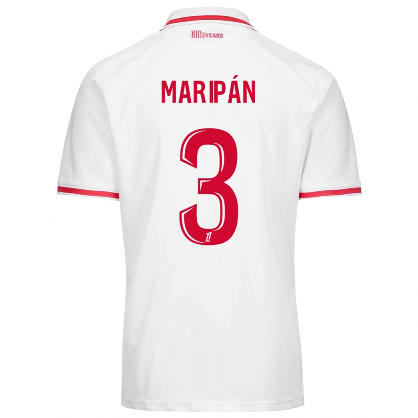 Niño Camiseta Guillermo Maripán #3 Blanco Rojo 1ª Equipación 2024/25 La Camisa