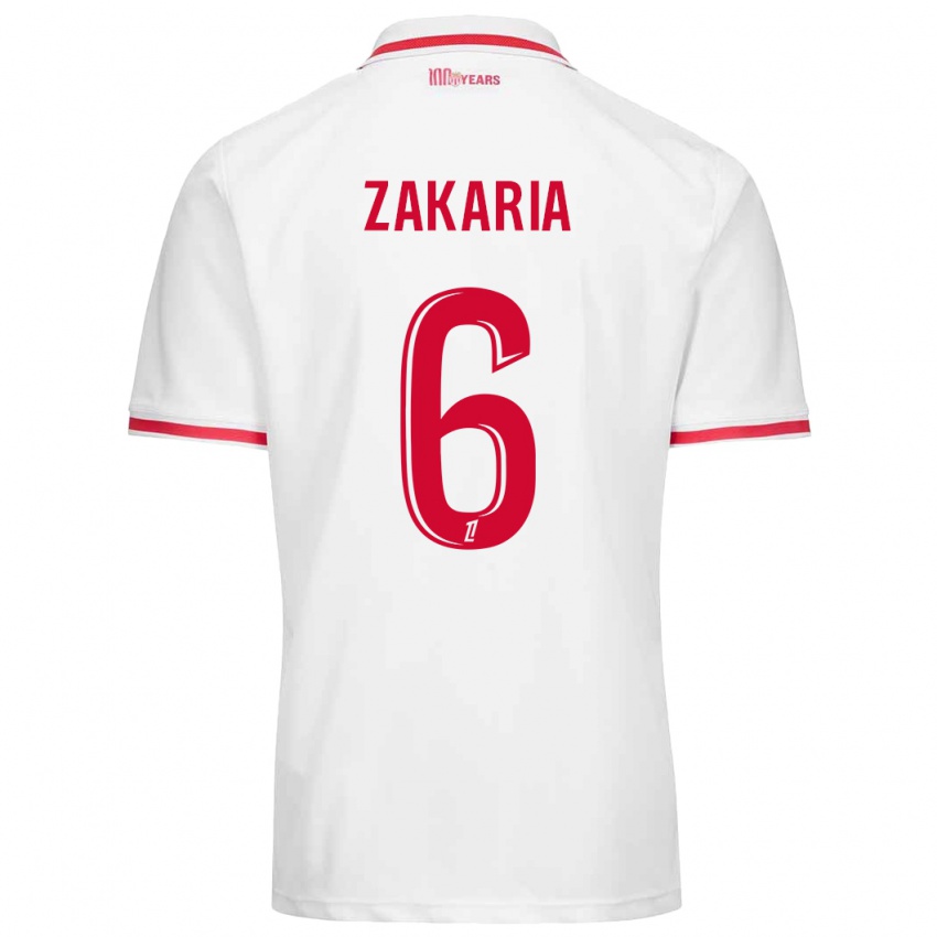 Niño Camiseta Denis Zakaria #6 Blanco Rojo 1ª Equipación 2024/25 La Camisa