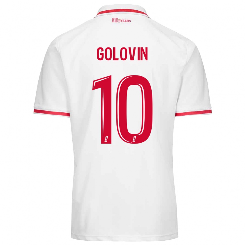 Niño Camiseta Aleksandr Golovin #10 Blanco Rojo 1ª Equipación 2024/25 La Camisa