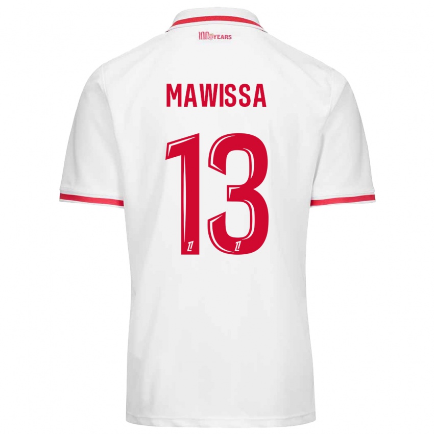 Niño Camiseta Christian Mawissa Elebi #13 Blanco Rojo 1ª Equipación 2024/25 La Camisa