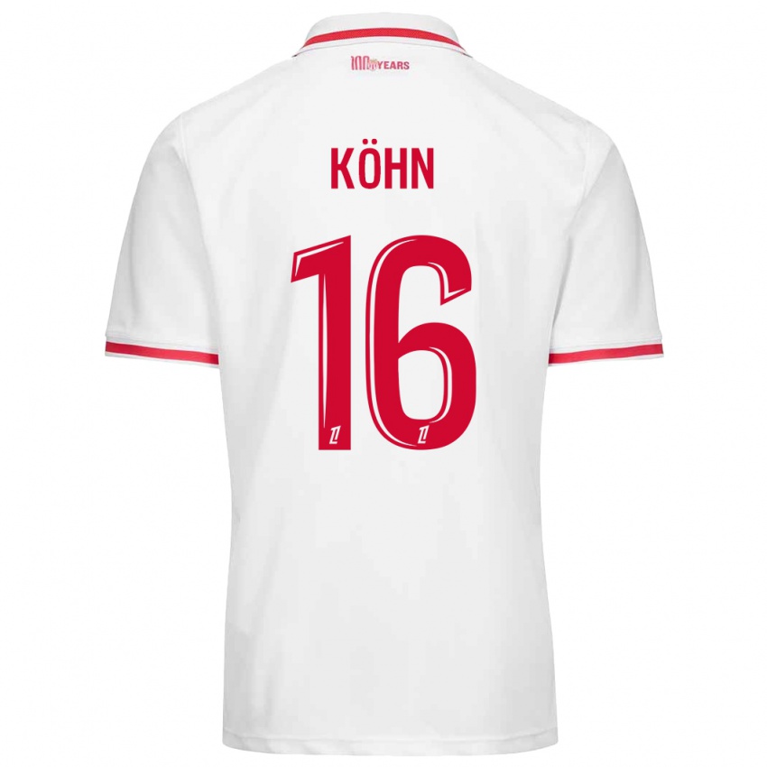 Niño Camiseta Philipp Köhn #16 Blanco Rojo 1ª Equipación 2024/25 La Camisa