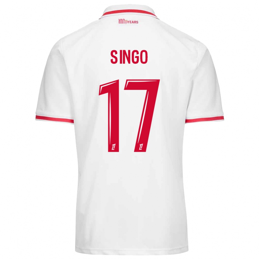 Niño Camiseta Wilfried Singo #17 Blanco Rojo 1ª Equipación 2024/25 La Camisa