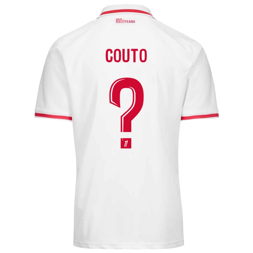 Niño Camiseta Enzo Couto #0 Blanco Rojo 1ª Equipación 2024/25 La Camisa