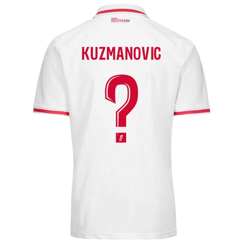 Niño Camiseta Dejan Kuzmanovic #0 Blanco Rojo 1ª Equipación 2024/25 La Camisa