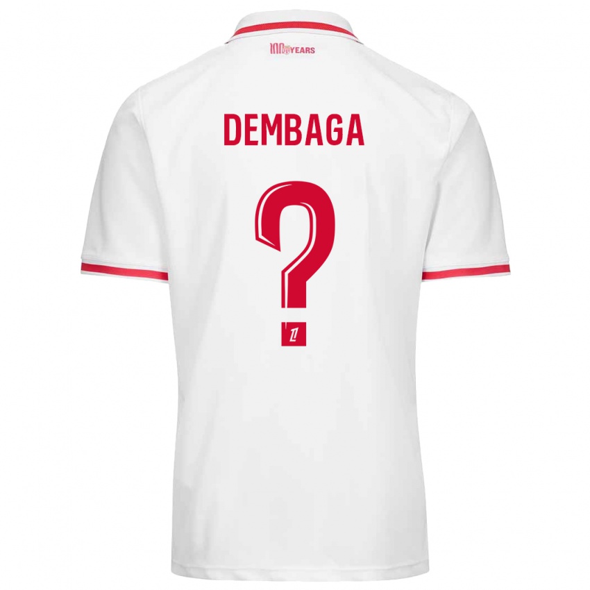 Niño Camiseta Boubakar Dembaga #0 Blanco Rojo 1ª Equipación 2024/25 La Camisa