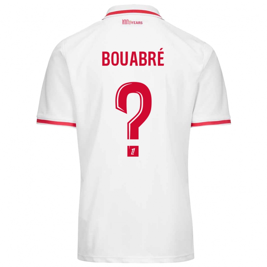 Niño Camiseta Saïmon Bouabré #0 Blanco Rojo 1ª Equipación 2024/25 La Camisa