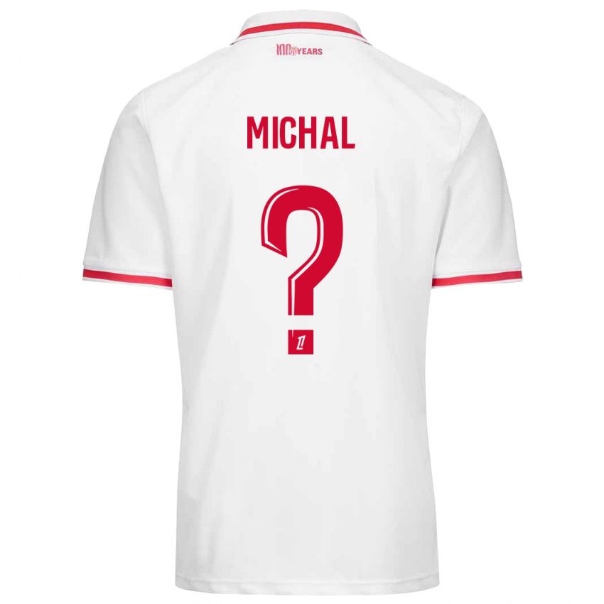 Niño Camiseta Lucas Michal #0 Blanco Rojo 1ª Equipación 2024/25 La Camisa