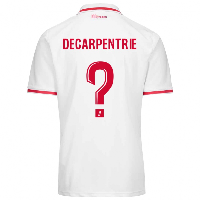 Niño Camiseta Valentin Decarpentrie #0 Blanco Rojo 1ª Equipación 2024/25 La Camisa