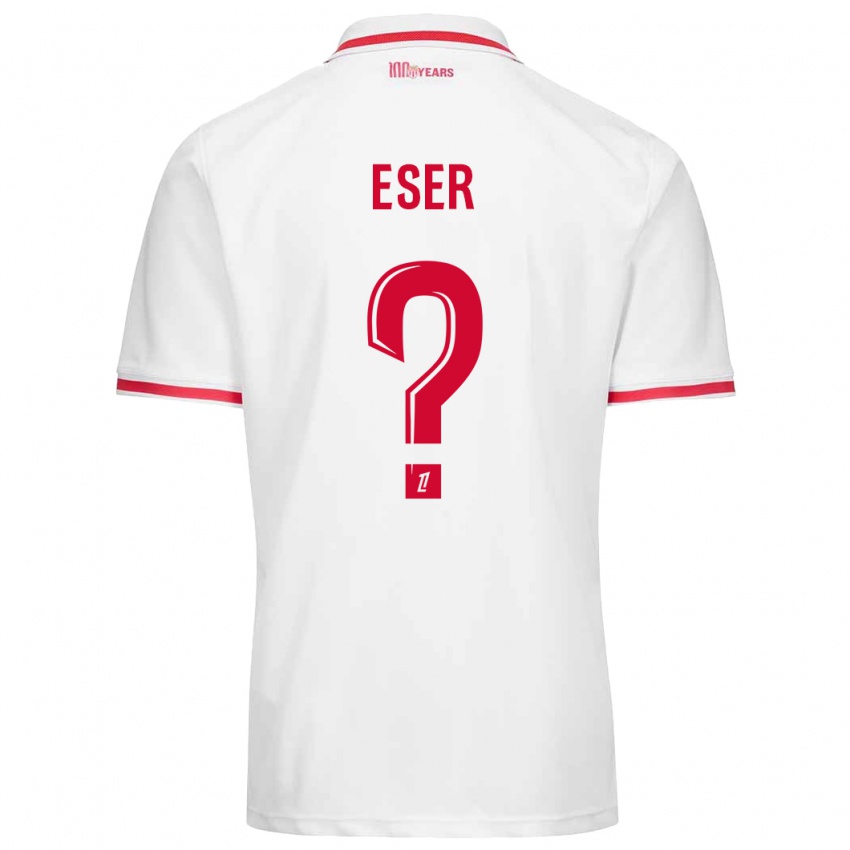 Niño Camiseta Allan Eser #0 Blanco Rojo 1ª Equipación 2024/25 La Camisa