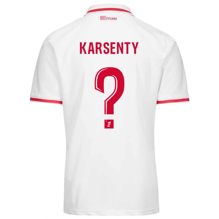 Niño Camiseta Kylian Karsenty #0 Blanco Rojo 1ª Equipación 2024/25 La Camisa