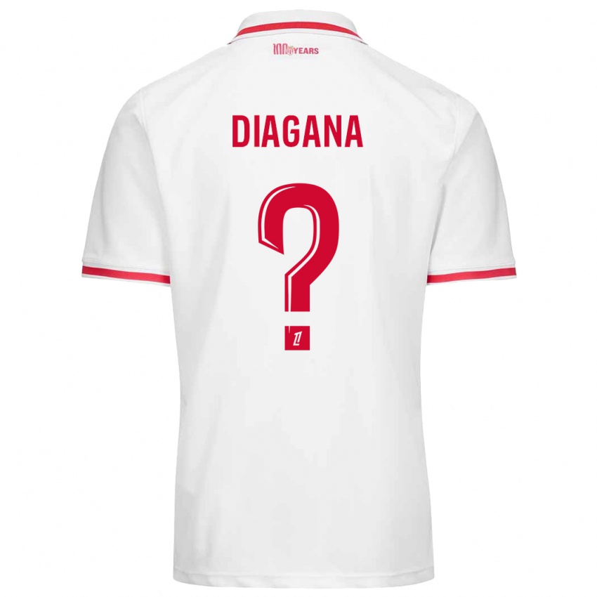 Niño Camiseta Abdoulaye Diagana #0 Blanco Rojo 1ª Equipación 2024/25 La Camisa