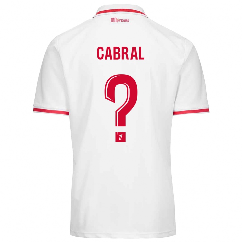 Niño Camiseta Pape Cabral #0 Blanco Rojo 1ª Equipación 2024/25 La Camisa