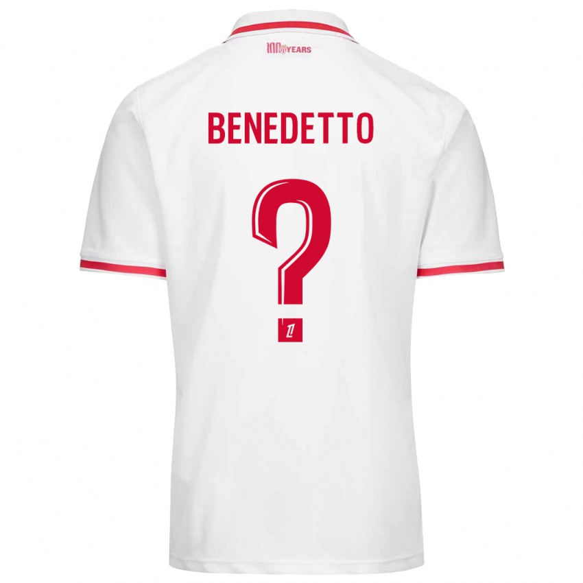 Niño Camiseta Antéo Benedetto #0 Blanco Rojo 1ª Equipación 2024/25 La Camisa