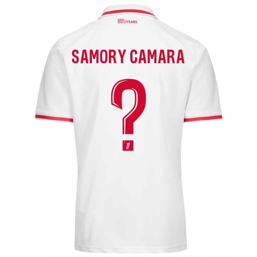 Niño Camiseta Verges Samory Camara #0 Blanco Rojo 1ª Equipación 2024/25 La Camisa