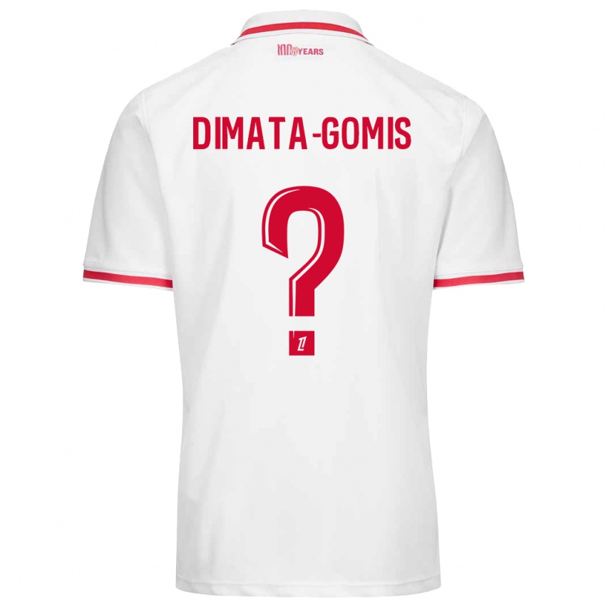 Niño Camiseta Kamron Dimata-Gomis #0 Blanco Rojo 1ª Equipación 2024/25 La Camisa