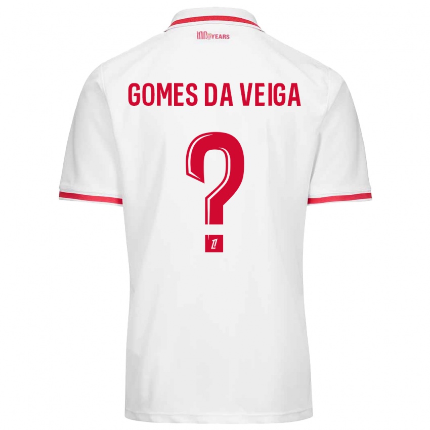 Niño Camiseta Melvin Gomes Da Veiga #0 Blanco Rojo 1ª Equipación 2024/25 La Camisa