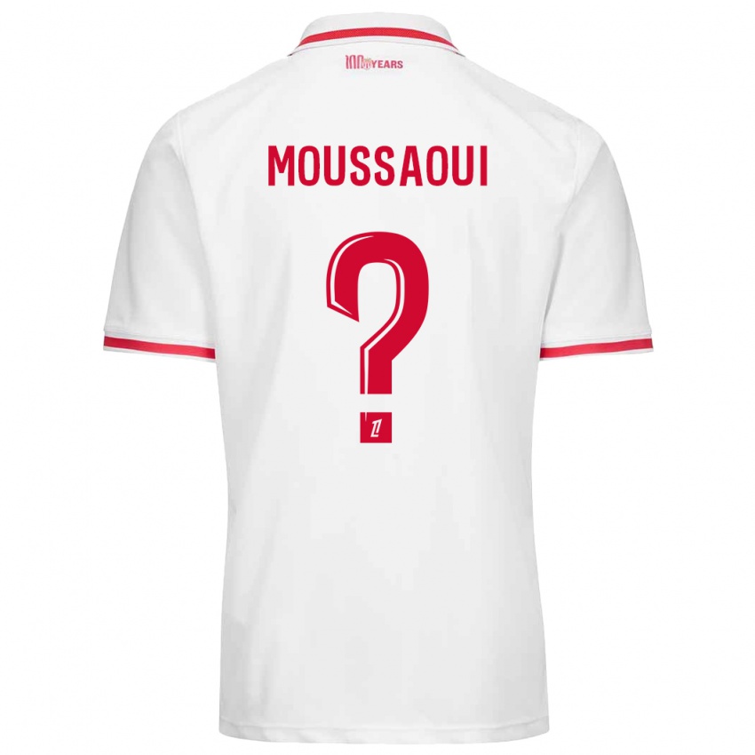 Niño Camiseta Wassim Moussaoui #0 Blanco Rojo 1ª Equipación 2024/25 La Camisa