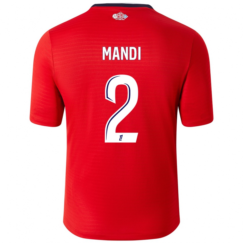 Niño Camiseta Aïssa Mandi #2 Rojo Blanco 1ª Equipación 2024/25 La Camisa