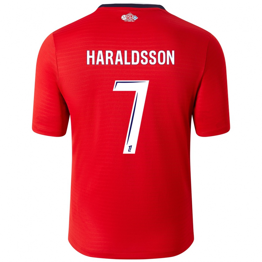 Niño Camiseta Hákon Arnar Haraldsson #7 Rojo Blanco 1ª Equipación 2024/25 La Camisa