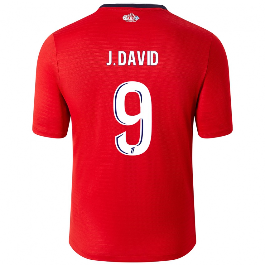 Niño Camiseta Jonathan David #9 Rojo Blanco 1ª Equipación 2024/25 La Camisa