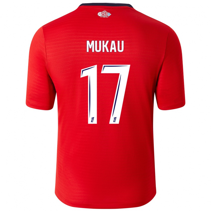 Niño Camiseta Ngal'ayel Mukau #17 Rojo Blanco 1ª Equipación 2024/25 La Camisa