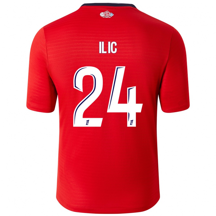 Niño Camiseta Andrej Ilic #24 Rojo Blanco 1ª Equipación 2024/25 La Camisa