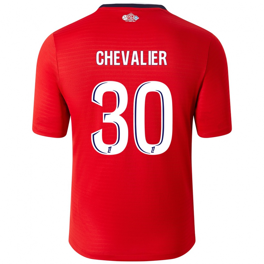 Niño Camiseta Lucas Chevalier #30 Rojo Blanco 1ª Equipación 2024/25 La Camisa