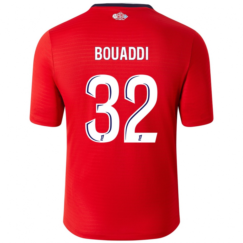 Niño Camiseta Ayyoub Bouaddi #32 Rojo Blanco 1ª Equipación 2024/25 La Camisa