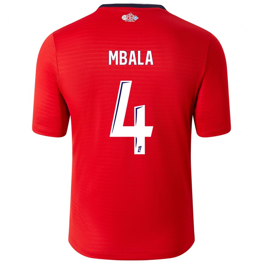 Niño Camiseta Olivia Mbala #4 Rojo Blanco 1ª Equipación 2024/25 La Camisa