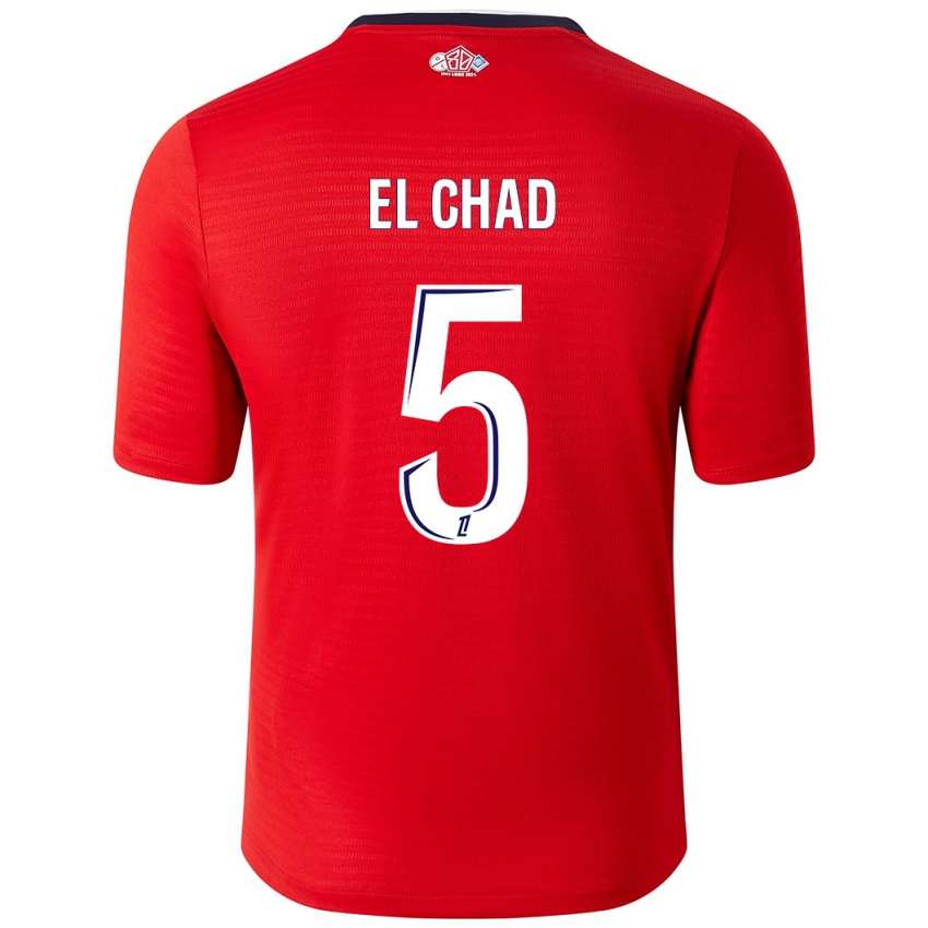 Niño Camiseta Nesryne El Chad #5 Rojo Blanco 1ª Equipación 2024/25 La Camisa